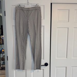 Tory Burch Black and White Striped Slim Pants